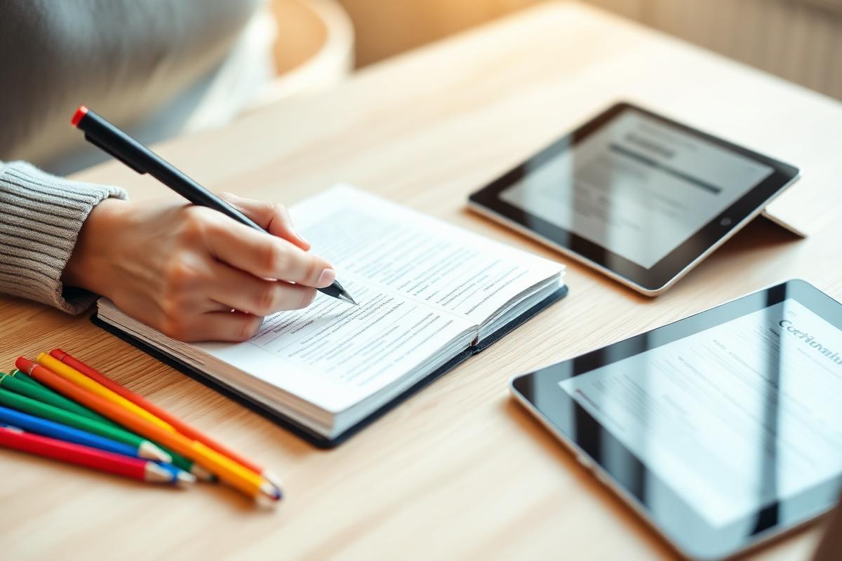 Lesson planning at a clean desk